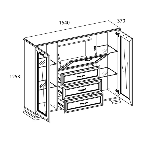 Тумба 2V1D3S 154х37х125,3/Вудлайн кремовый фото в интернет-магазине BestWood
