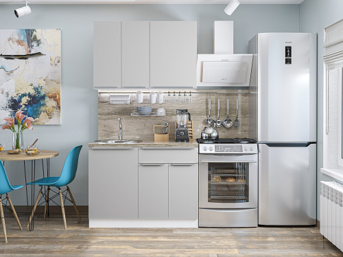 Кухонный гарнитур Фьюжн-05  110х60х214/Silky Light Grey фото в интернет-магазине BestWood