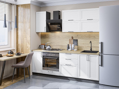 Кухонный гарнитур Сканди-01  220х60х214/White Silkwood фото в интернет-магазине BestWood
