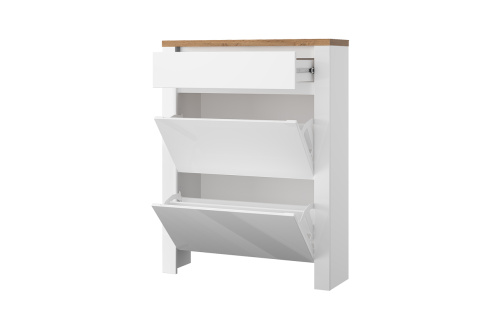 Тумба для обуви 2D1S 92,8х28,2х121,3 Белый/Дуб вотан фото в интернет-магазине BestWood