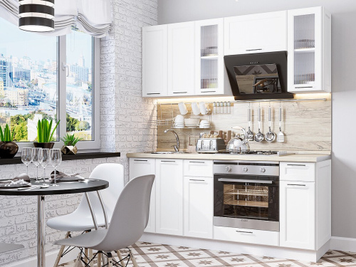 Кухонный гарнитур Барселона-01  180х60х214/Белый фото в интернет-магазине BestWood