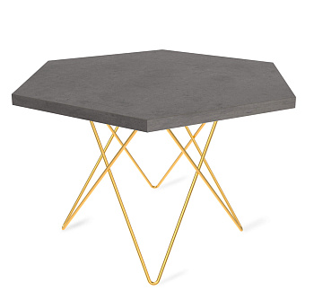 Стол журнальный Золото,бетон чикаго темно-серый,70х70х46см.