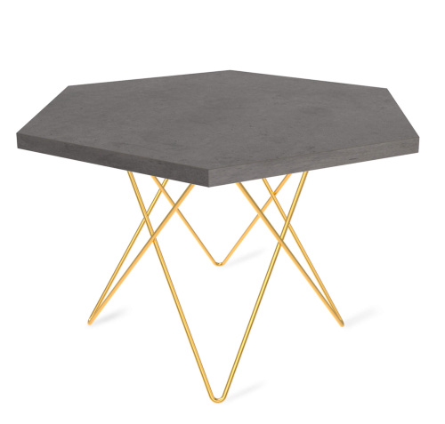 Стол журнальный Золото,бетон чикаго темно-серый,70х70х46см. фото в интернет-магазине BestWood