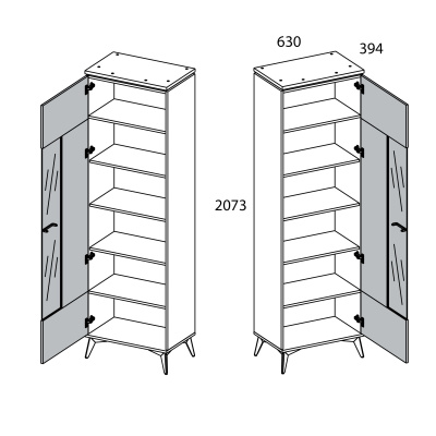 Шкаф с витриной 1V 63х39,4х207,3 Персидский жемчуг/Амарок фото в интернет-магазине BestWood