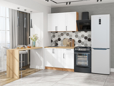 Кухонный гарнитур Сканди-05  120х60х214/White Silkwood фото в интернет-магазине BestWood