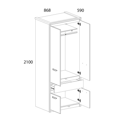 Шкаф 4DG1S 86,8х59х210 /Каштан найроби/Оникс фото в интернет-магазине BestWood
