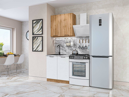 Кухонный гарнитур Флэт-03  80х60х214/Wotan Oak 2S/White In 2S фото в интернет-магазине BestWood