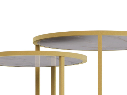 Стол журнальный Белый мрамор,золото,50х50х46,5см. фото в интернет-магазине BestWood