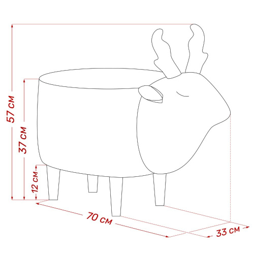Пуф Олененок,Бежевый велюр,33х70х57см. фото в интернет-магазине BestWood