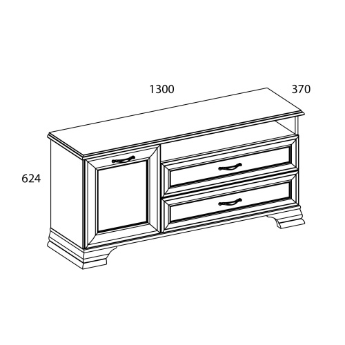 Тумба TV 1D2SN 130х37х62,4/Вудлайн кремовый фото в интернет-магазине BestWood