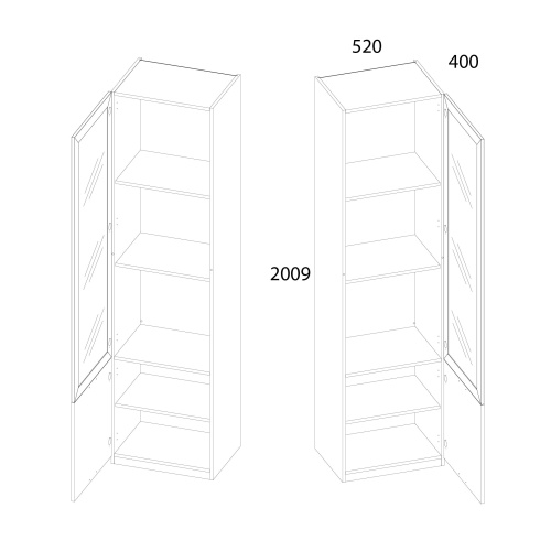 Шкаф с витриной 1V1D 52 52х40х200,9 Персидский жемчуг/Ирл.ликер фото в интернет-магазине BestWood