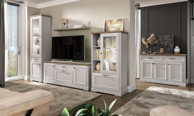 Шкаф с витриной 1V1D1S 58,8х39,3х210,9 Персидский жемчуг/Каньон фото в интернет-магазине BestWood