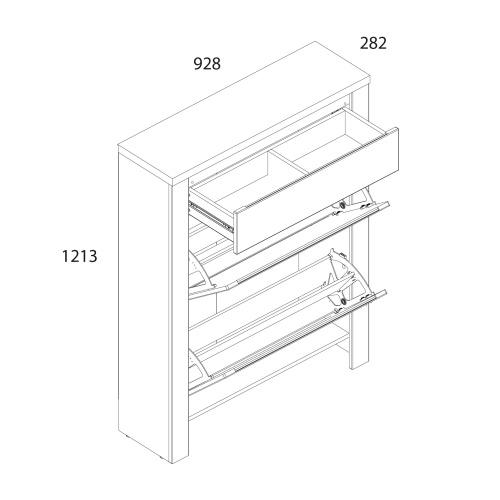 Тумба для обуви 2D1S 92,8х28,2х121,3 Белый/Дуб вотан фото в интернет-магазине BestWood