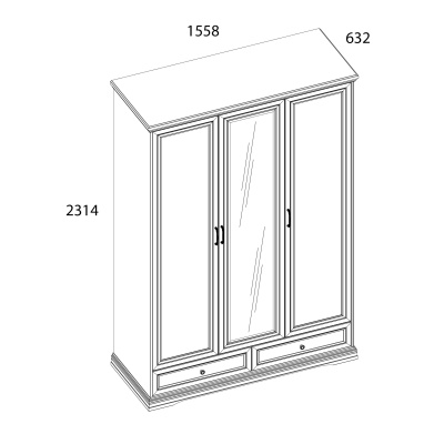 Шкаф 3DG2S Z 155,8х63,2х231,4/Серый фото в интернет-магазине BestWood