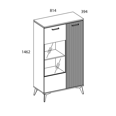 Шкаф с витриной 1V1DP 81,4х39,4х146,2 Персидский жемчуг/Амарок фото в интернет-магазине BestWood