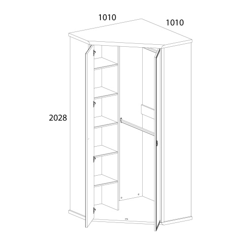 Шкаф угловой 2D 101х101х202,8/Сосна винтаж фото в интернет-магазине BestWood