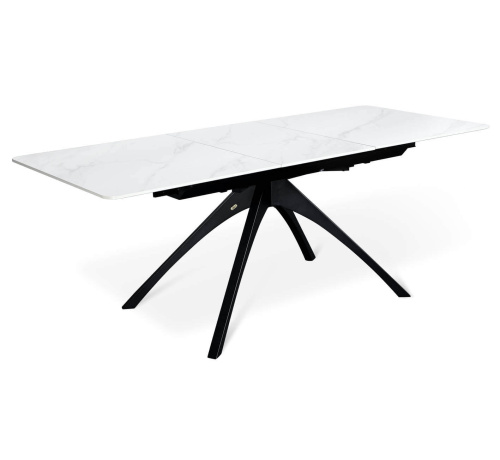 Обеденная группа Белый мрамор,черный,ночное затмение,черный муар,185х200х81см. фото в интернет-магазине BestWood