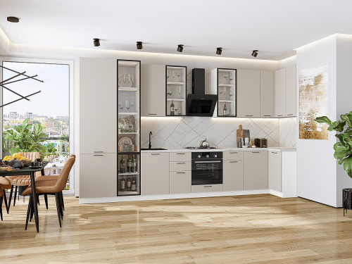 Кухонный гарнитур Флэт-05  400/100х60х234/Cashmere In 2S фото в интернет-магазине BestWood