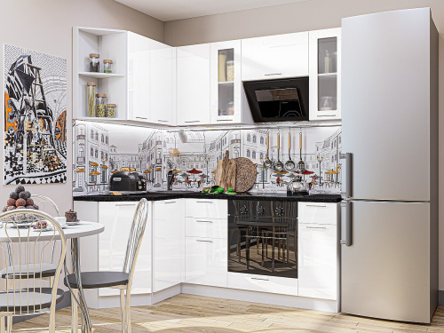 Кухонный гарнитур Валерия-М-04  130/190х60х214/Белый глянец фото в интернет-магазине BestWood