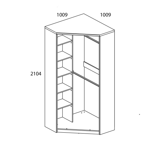 Шкаф угловой 2D 100,9х100,9х210,4/Дуб мадура фото в интернет-магазине BestWood