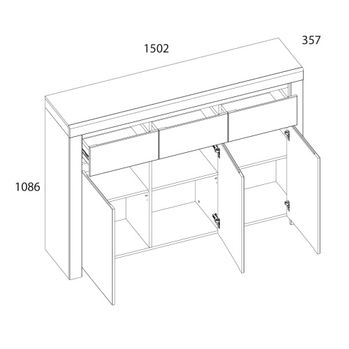 Тумба 3D3S  150,2х35,7х108,6 Белый/Дуб вотан фото в интернет-магазине BestWood