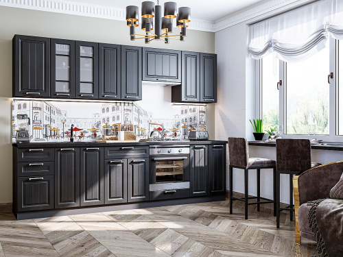 Кухонный гарнитур Прага-02  280х60х214/Венге премиум фото в интернет-магазине BestWood