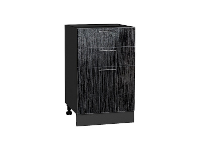 Кухонный гарнитур Валерия-М-03  240х60х214/Серый металлик дождь светлый/Черный металлик дождь фото в интернет-магазине BestWood