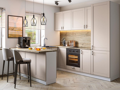 Кухонный гарнтитур Лофт-06  150/230/260х60х214/Cream Silk фото в интернет-магазине BestWood