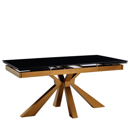 Стол обеденный Сиена 160(240)х90х76/Металл Шампань/Керамика Vic Dark grey фото в интернет-магазине BestWood