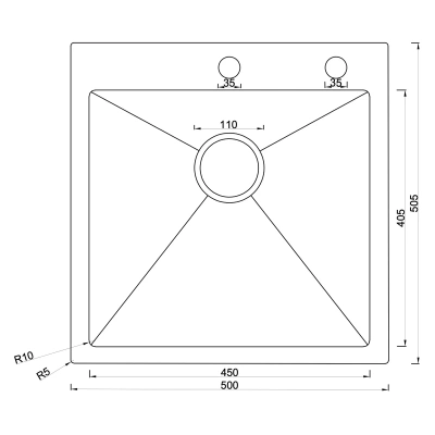 Врезная мойка 50х50,5х20/Черный фото в интернет-магазине BestWood