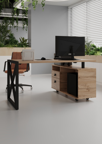 Стол письменный 150х120х76 /Дуб вотан фото в интернет-магазине BestWood