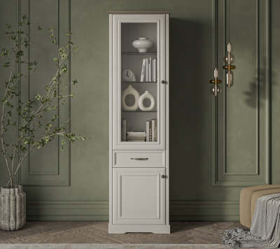 Шкаф с витриной 1V1D1S 58,8х39,3х210,9 Персидский жемчуг/Каньон фото в интернет-магазине BestWood