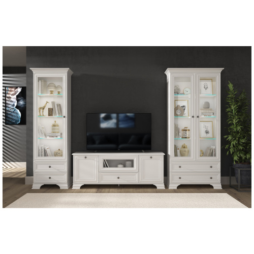 Шкаф с витриной 2V2S 99х39,9х212,1/Белый фото в интернет-магазине BestWood