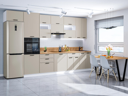 Кухонный гарнитур Фрейм-04  360х60х234/Cream Silk фото в интернет-магазине BestWood