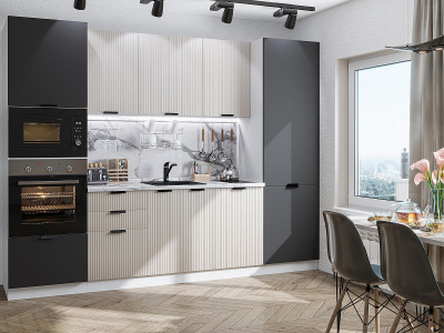 Кухонный гарнитур Евро Лайн-01  280х60х214/Агат/Антрацит фото в интернет-магазине BestWood