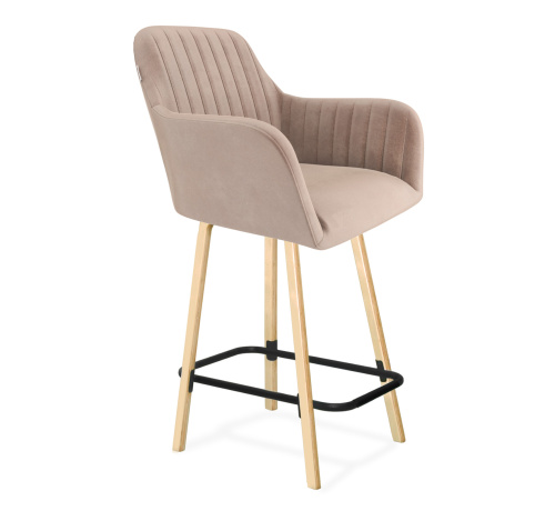 Стул полубарный 61х58х106,2/Латте/Прозрачный Лак/Черный Муар фото в интернет-магазине BestWood