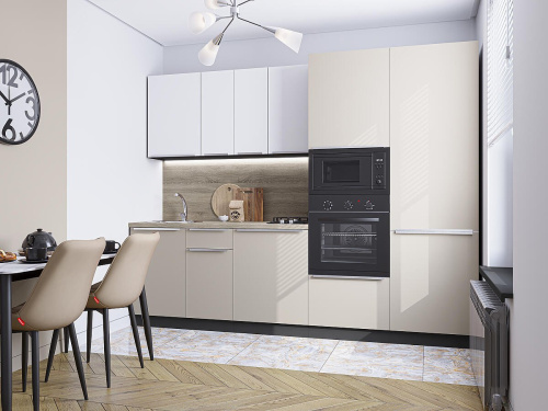 Кухонный гарнитур Фьюжн-07  270х60х214/Cream Silk/Silky White фото в интернет-магазине BestWood