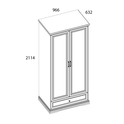 Шкаф 2DG1S 96,6х63,2х211,4/Серый фото в интернет-магазине BestWood