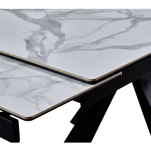 Стол обеденный Сиена 160(240)х90х76/Металл Черный/Керамика Bentley white фото в интернет-магазине BestWood