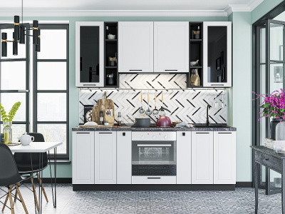 Кухонный гарнитур Глетчер-01  220х60х234/Айленд Силк фото в интернет-магазине BestWood