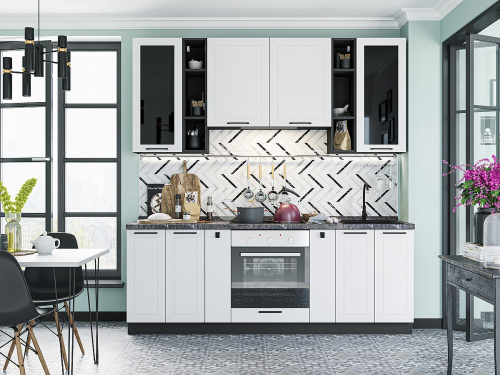 Кухонный гарнитур Глетчер-01  220х60х234/Айленд Силк фото в интернет-магазине BestWood