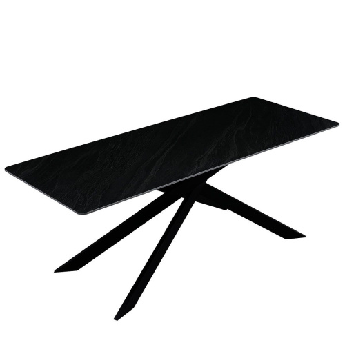 Стол обеденный Мерлин 200х80х76/Металл Черный/Керамика Austrilia sand black фото в интернет-магазине BestWood