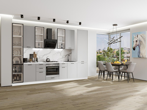 Кухонный гарнитур Фрейм-06  340х60х234/Grey Silk фото в интернет-магазине BestWood