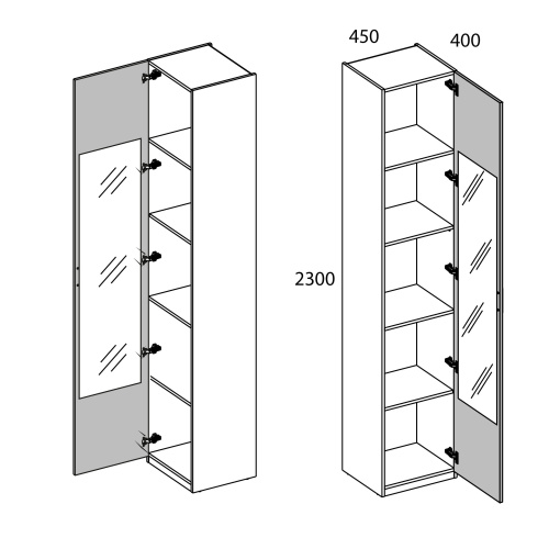 Шкаф 1D 45Z 45х40х230/Персидский жемчуг фото в интернет-магазине BestWood