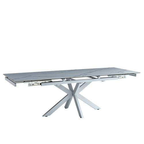 Стол обеденный Венеция 160(240)х90х76/Металл Белый/Керамика Lisa white фото в интернет-магазине BestWood