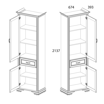 Шкаф 2D1S 67,4х39х213,7 Сосна винтаж/Дуб анкора фото в интернет-магазине BestWood