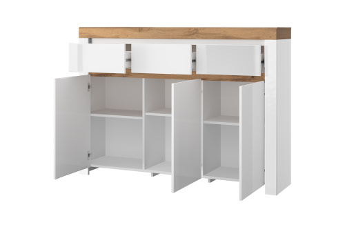 Тумба 3D3S  150,2х35,7х108,6 Белый/Дуб вотан фото в интернет-магазине BestWood