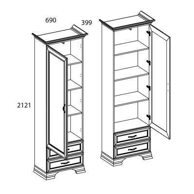 Шкаф 1D2S 69х39,9х212,1/Вудлайн кремовый фото в интернет-магазине BestWood