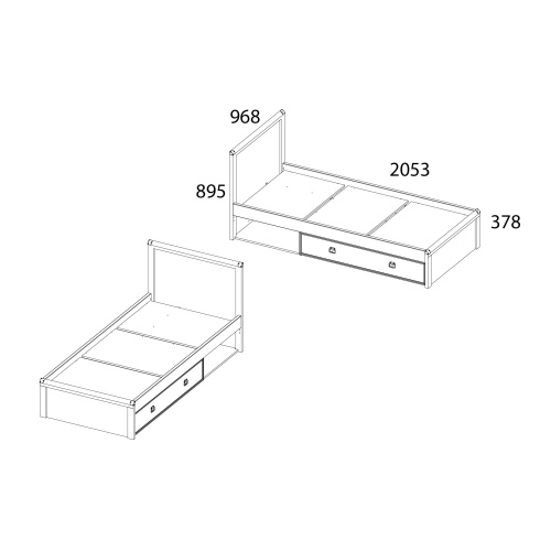 Кровать 1Я90 без ПМ 96,8х205,3х89,5/Сосна винтаж фото в интернет-магазине BestWood