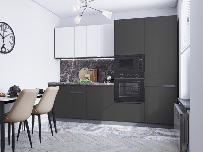 Кухонный гарнитур Фьюжн-07  270х60х214/Silky White/Stormy Silk фото в интернет-магазине BestWood